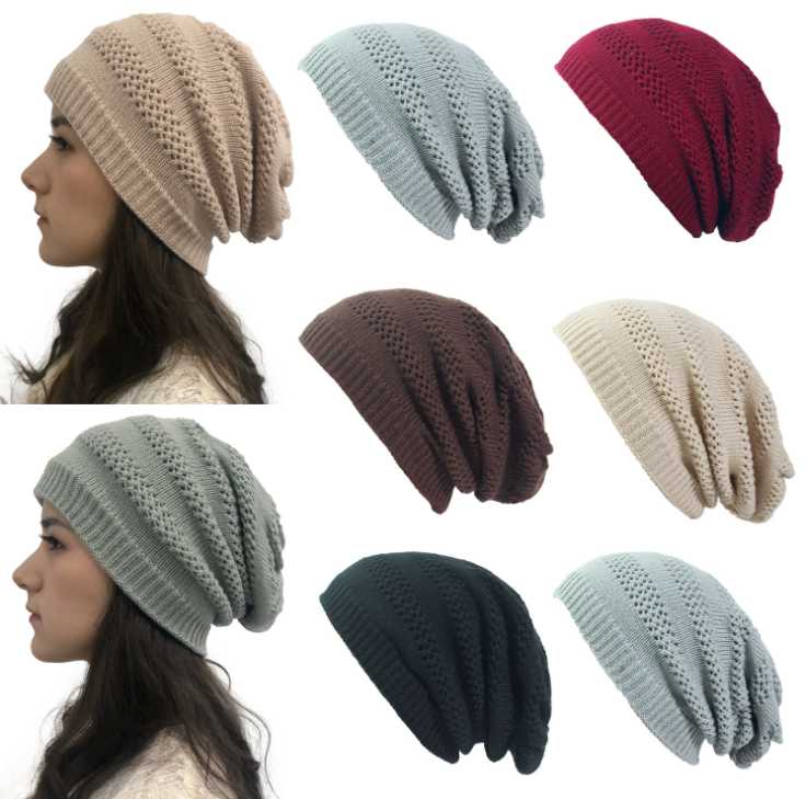 

Men Women Baggy Warm Crochet Winter Wool Knit Ski Beanie Skull Slouchy Caps Hat Warm Knitted Wool Cap
