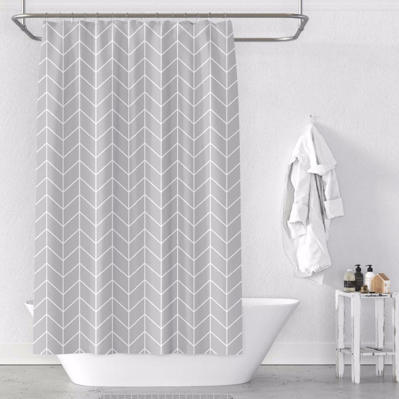 

Custom Made Shower Curtain Bathroom Curtain Partition + Hooks 1.2/1.5/1.8/2x1.8m 1.5x2m 1.8x2m 2x2m 2.4x2m Geometric Gray