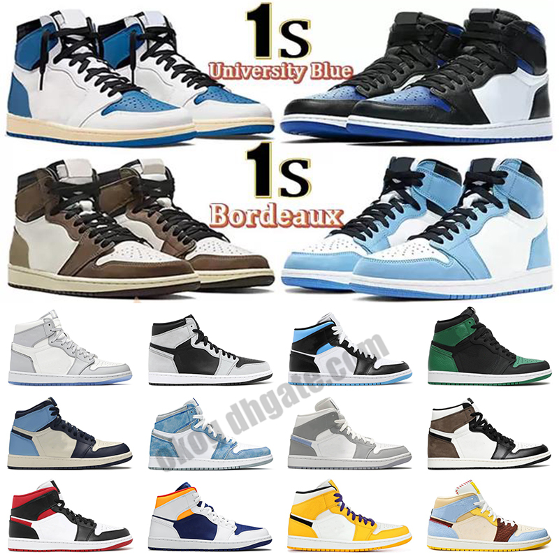 

2022 Mens 1 high OG chicago basketball shoes 1s Bordeaux University Blue dark mocha bred shadow UNC twist seafoam men women Sneakers trainers size 47, I need look other product