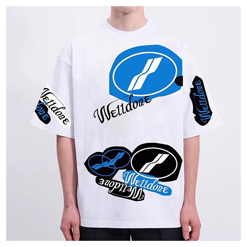 

2021 New We11done 3d Foam Printing Big T-shirt Summer Casual Top Tees Hip Hop Welldone Cotton t Shirt 9a9p, Black