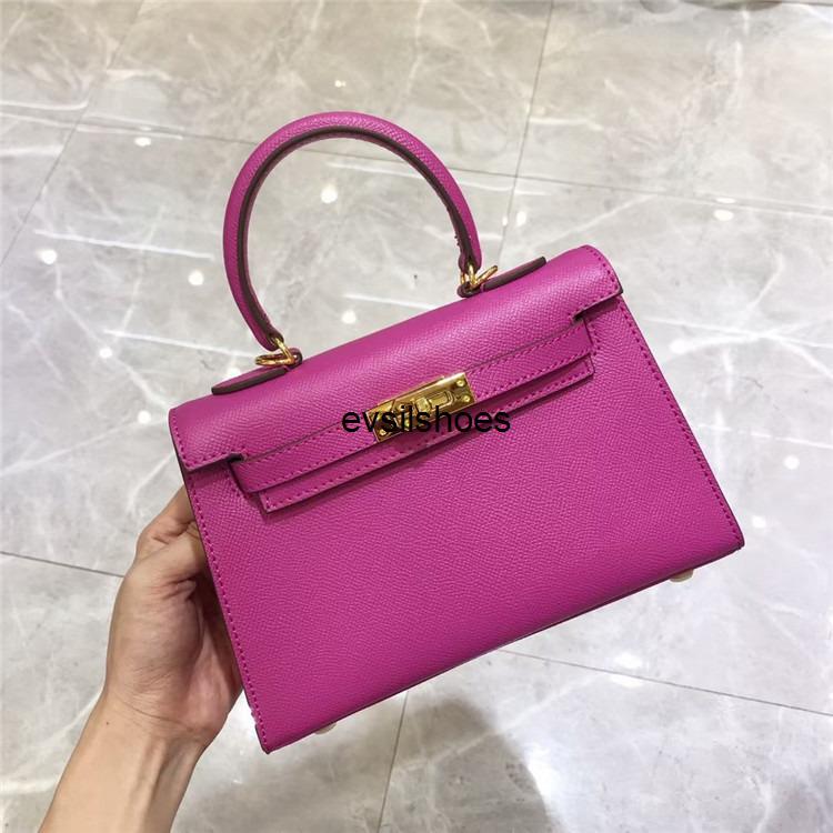 

Layer Designer Handbags Herme Bags 2021 new second generation kelly'ss bag advanced hand feeling palm print Cow Leather Mini por EpuHermè s, Flax blue