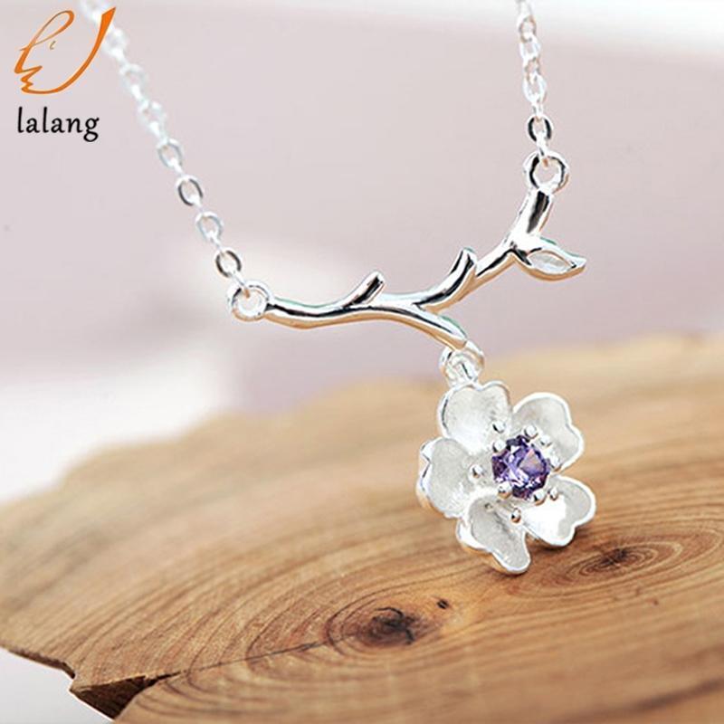 

New Arrival Sakura Flower Necklaces & Pendants Cherry Blossoms With Chain Choker Necklace Jewelry Collar Colar1