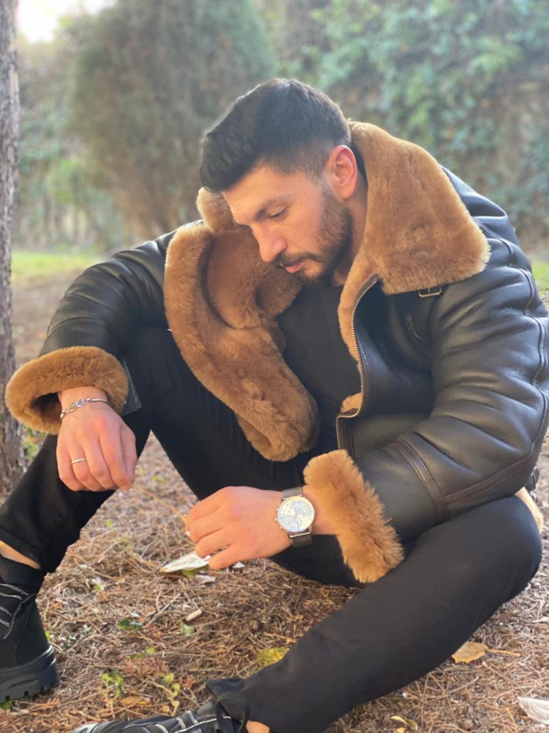 

Bomber jacket from real sheepskin, Ginger