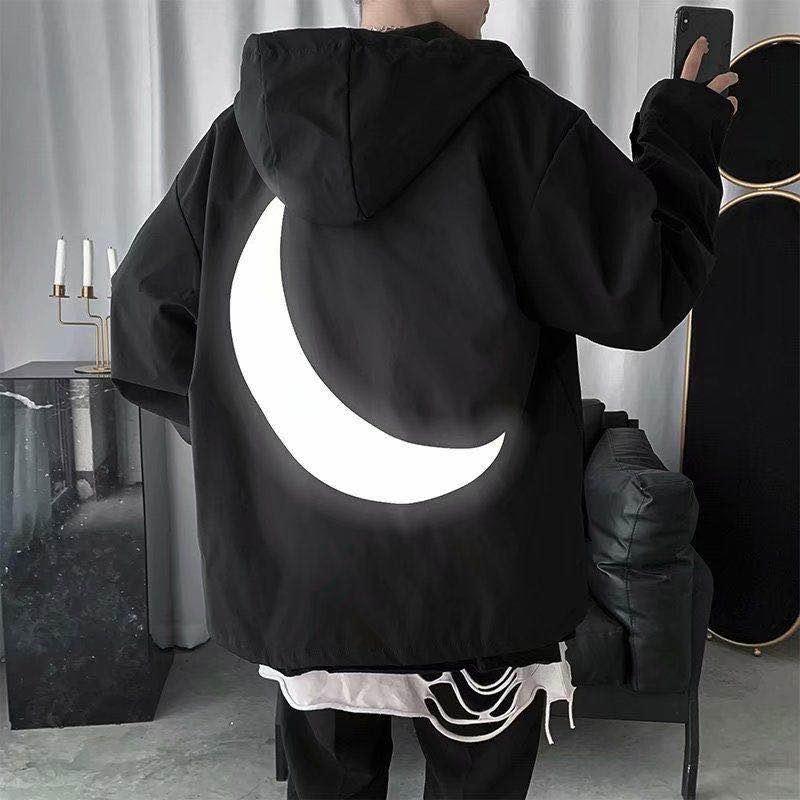 

2020 new men's jacket young boys hooded jacket autumn and winter printing reflection printing windbreaker fashion men's clothing, Pink