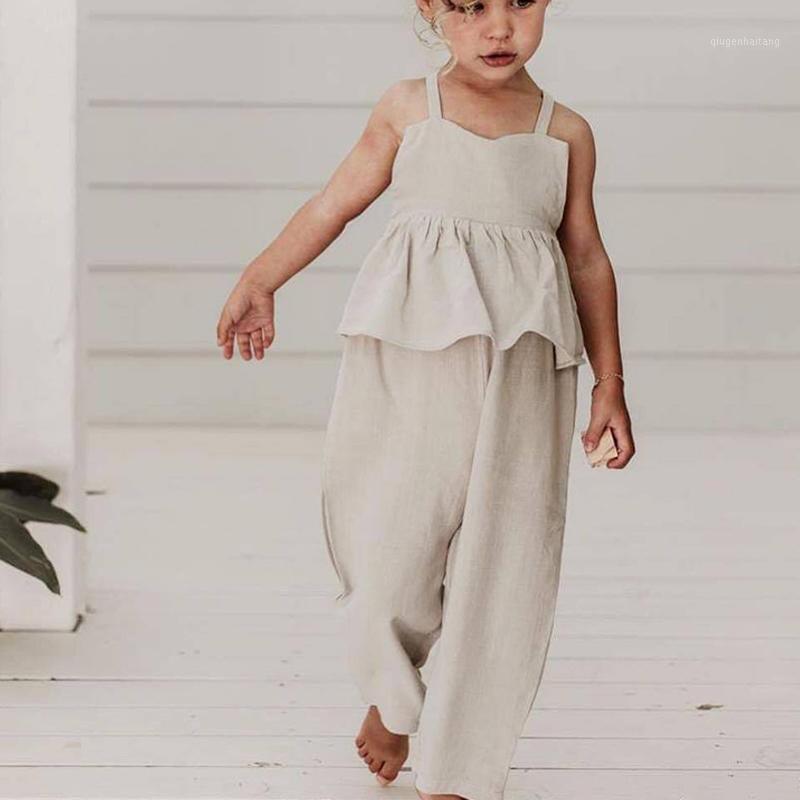 

2PCS Kids Baby Girl Summer Off Shoulder Backless Tops Camisole Long Pants Set Sleeveless Casual Outfit Costume Kids Clothes1