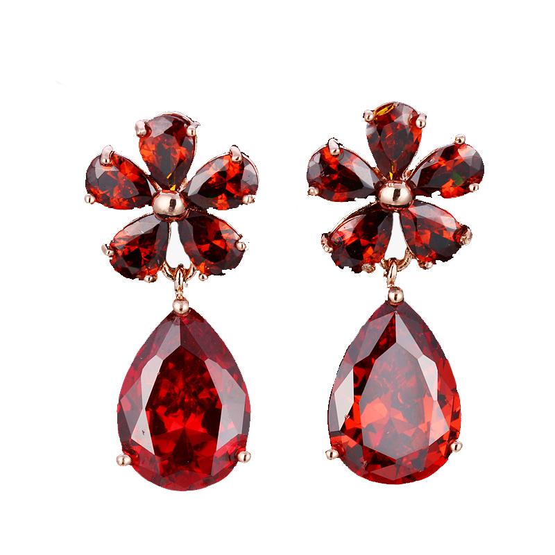 

Stud Bettyue Brand Fashion Charm High Quality Red Cubic Zircon Rose Gold Color Jewelry Earrings For Woman Wedding Party Gift