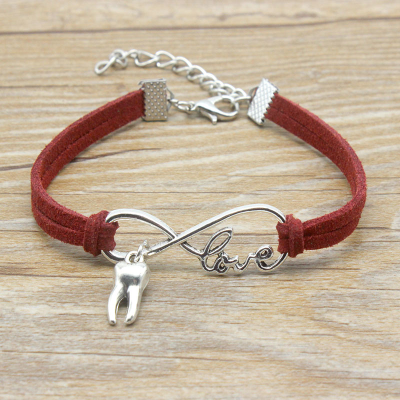 

Infinity Love Tooth Charm Bracelet Suede Leather Adjustable Bracelets Women Girl Minimalist Best Friends Gift Jewelry
