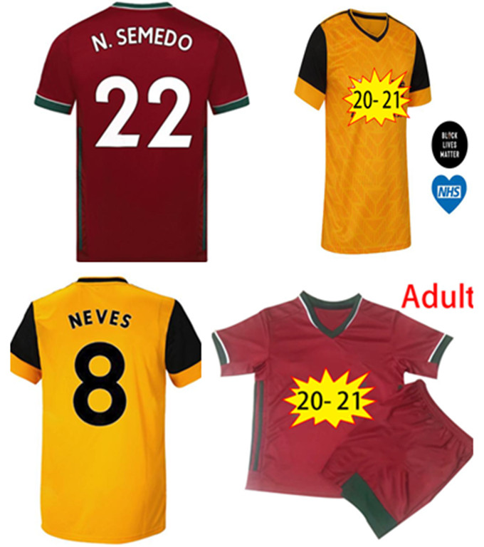 

2021 wolves away kit for fans f Ã bio silva 20 21 wolverhampton vitinha raul neves soccer set rangers adama kit for boys and girls, Black;yellow