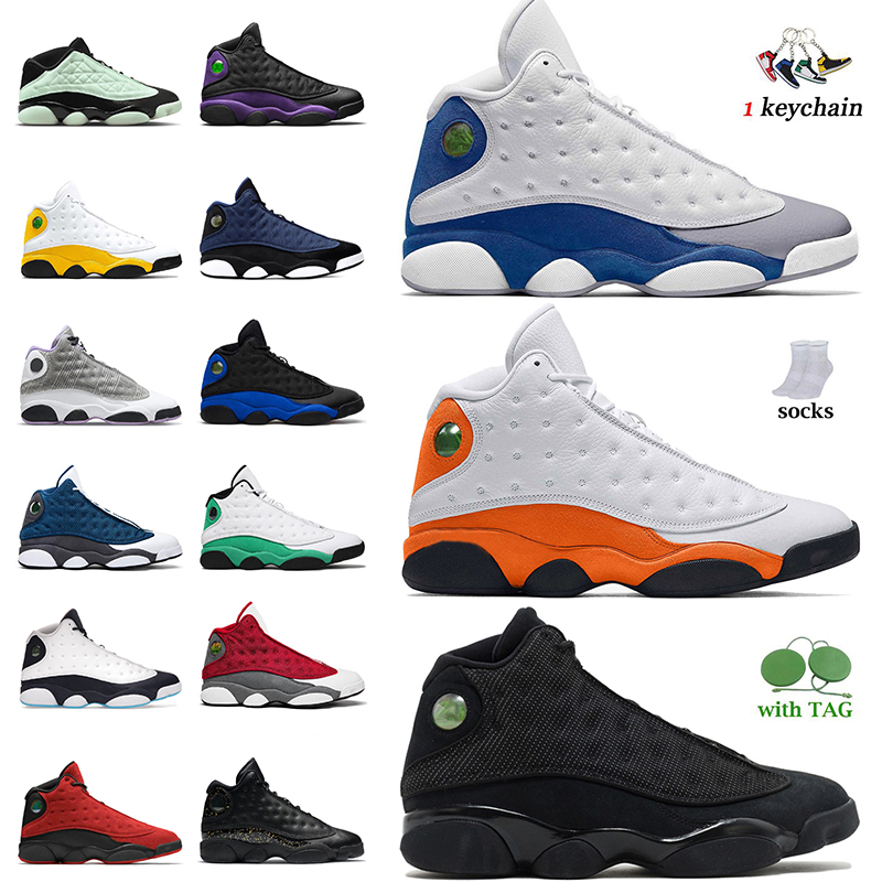 

Designer Mens Trainers Jumpman 13 13s Top Quality Basketball Shoes French Blue Brave Starfish Black Cat Singles Day Hyper Royal Houndstooth Women Men OG Sneakers, D33 island green 40-47