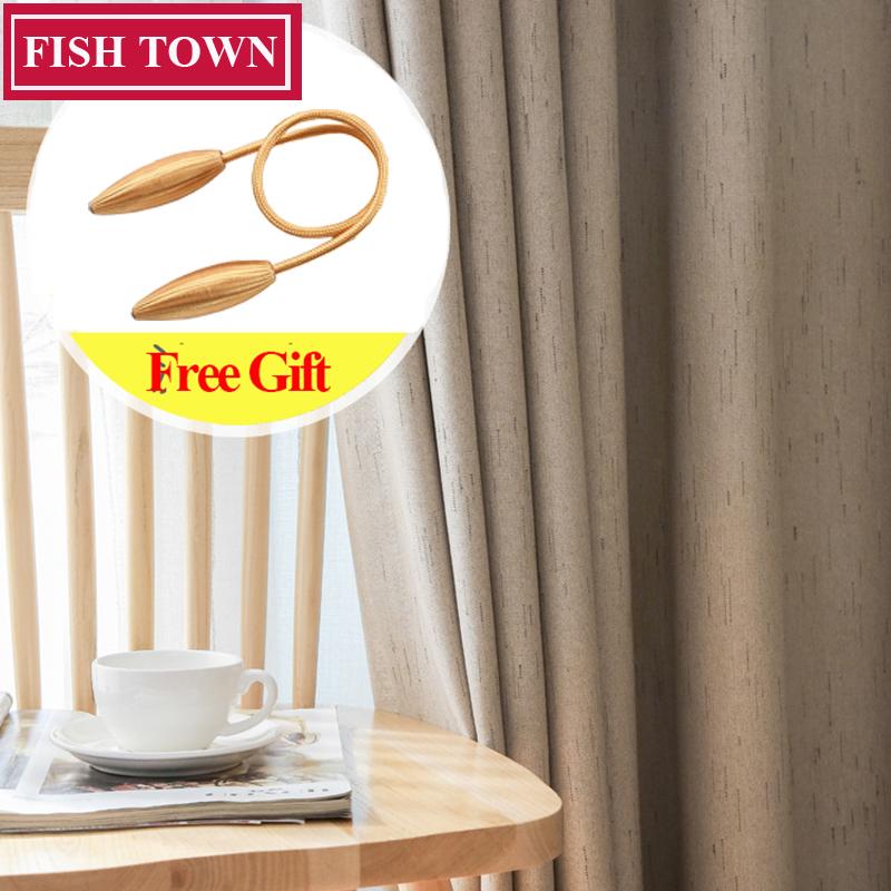 

Fish Town Meteor Linen Solid Color Blackout Curtain for Living Room Darkening Curtains for the Bedroom Drapes Blinds Custom Made, White voile