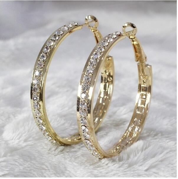

Hoop & Huggie Unique Women Fashion Crystals Rhinestone Earrings Engagement Wedding Simple Jewerly Gifts