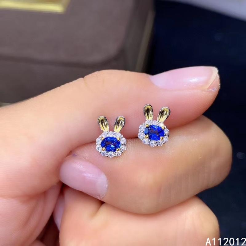 

KJJEAXCMY fine jewelry 925 silver natural sapphire new girl luxury earrings hot selling ear stud support test Chinese style