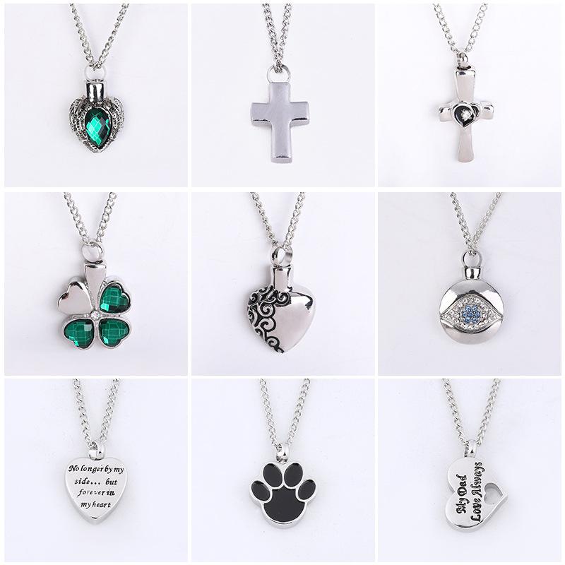 

12Pcs/lot Fashion Animal and Pet Remains Memorial Urn Pendant Can Open Crystal Urn Necklace x818