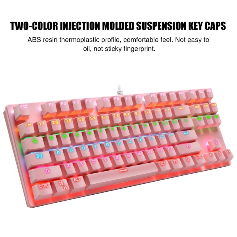 

Gaming Anti Ghosting USB Wired For PC Ergonomic Home Office Mechanical Keyboard Plug And Play Colorful Backlit 87 Keys Fashion