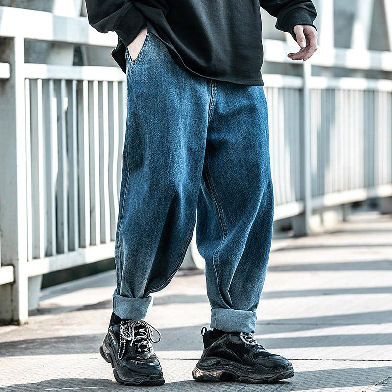 

Straight jeans Japanese style Men's clothes loose versatile Cargo Pants Jogger Trousers oversized Harajuku Gradual change Hiphop, Blue