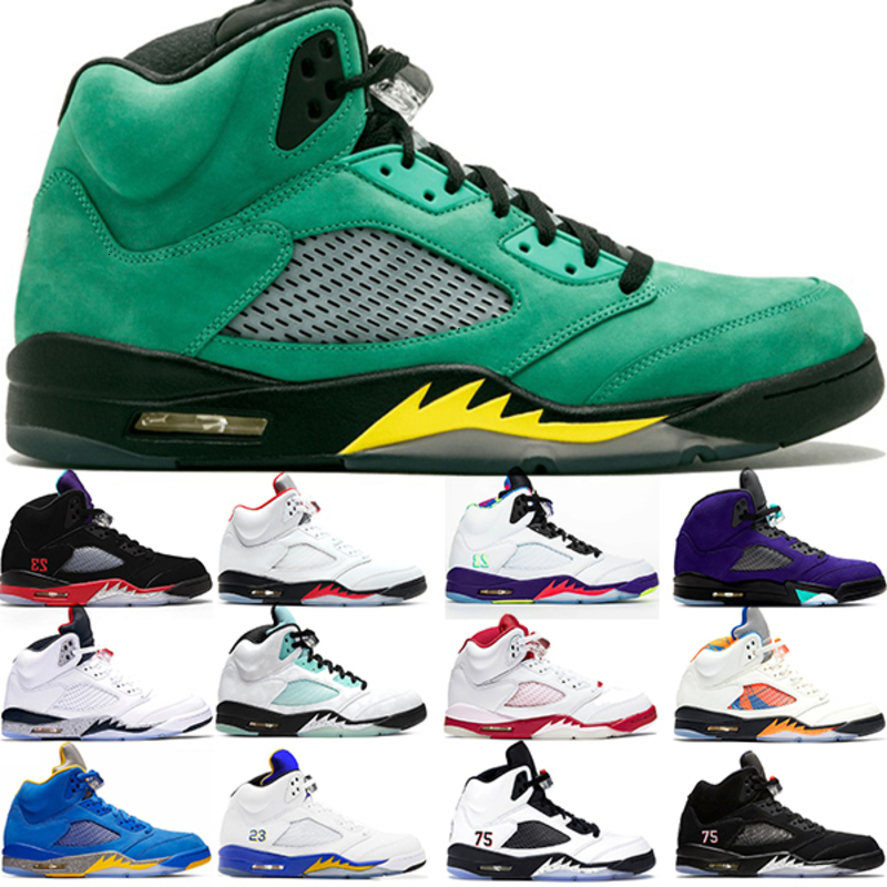 

5s Shoes jumpman Outdoor 5 What Fire Red DUCKS Grape Island Green White Cement mens trainers, 19 ice blue