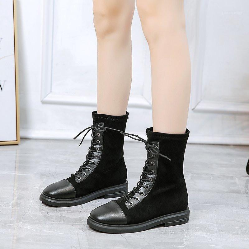 

COOTELILI Women Ankle Boots Round Toe Lace Up Round Toe New Fashion Shoes Non-slip Black Basic 3cm Heel Shoes For Woman 35-401, Brown