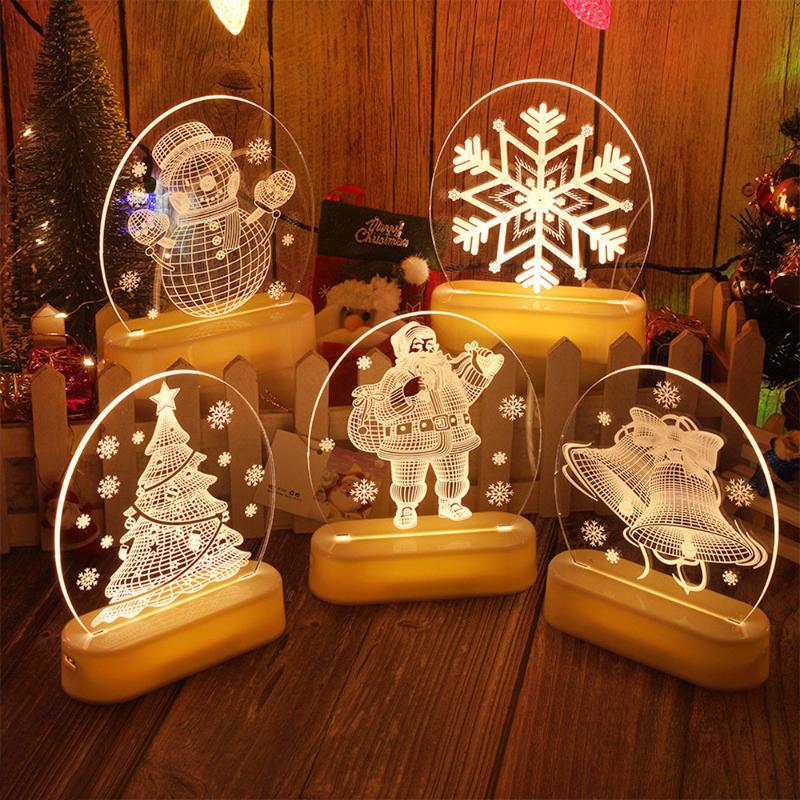 

3D LED Light Christmas Tree Santa Claus Merry Christmas Decorations for Home 2020 Ornaments Xmas Gift New Year 2021