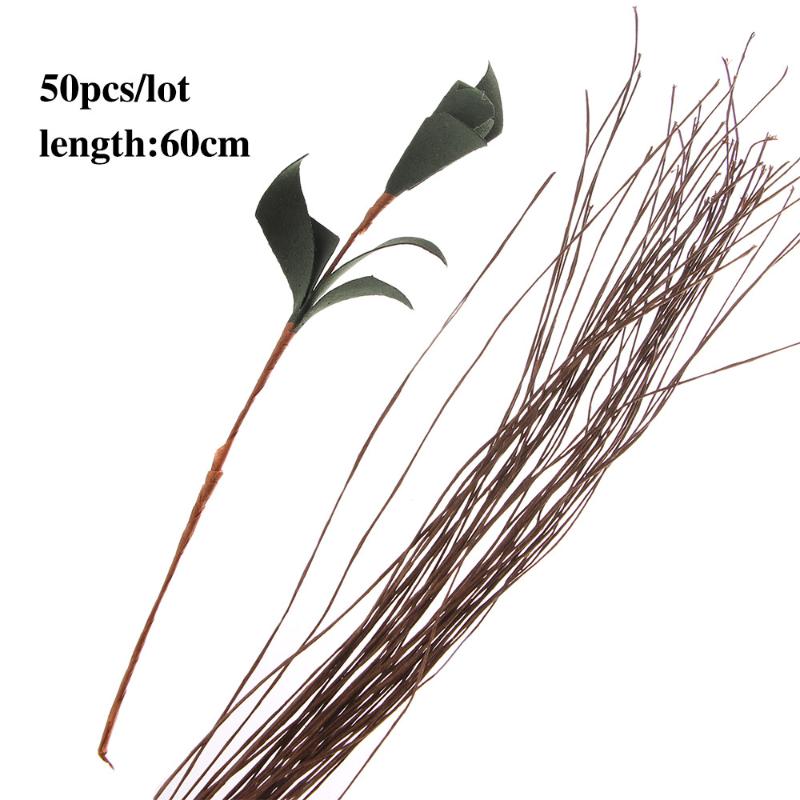 

50Pc/Lot 26# 0.45mm/0.0177Inch 60CM High Quality Paper Covered Artificial Branches Twig Iron Wire For DIY/Nylon Flower Accessory, White