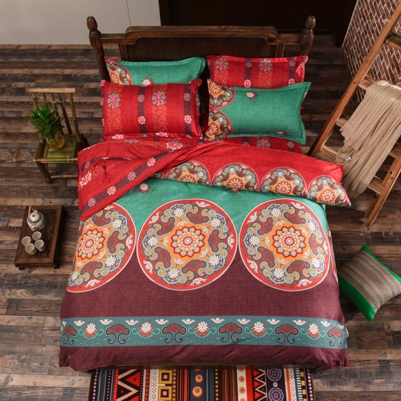 

chinese style bedding set 3/4pcs Floral Printed bed linen duvet cover set pillowcases bedclothes home textile adult bed1, A006