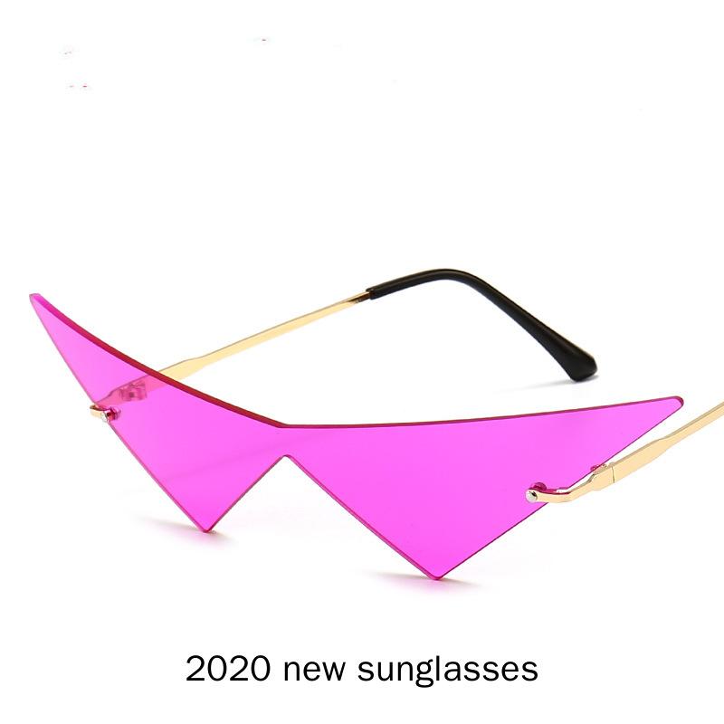 

Oversized Triangle Sunglasses Women 2021 Vintage Rimless One Piece Rimless Eyewear Men Shades Unique Glasses UV400 NX