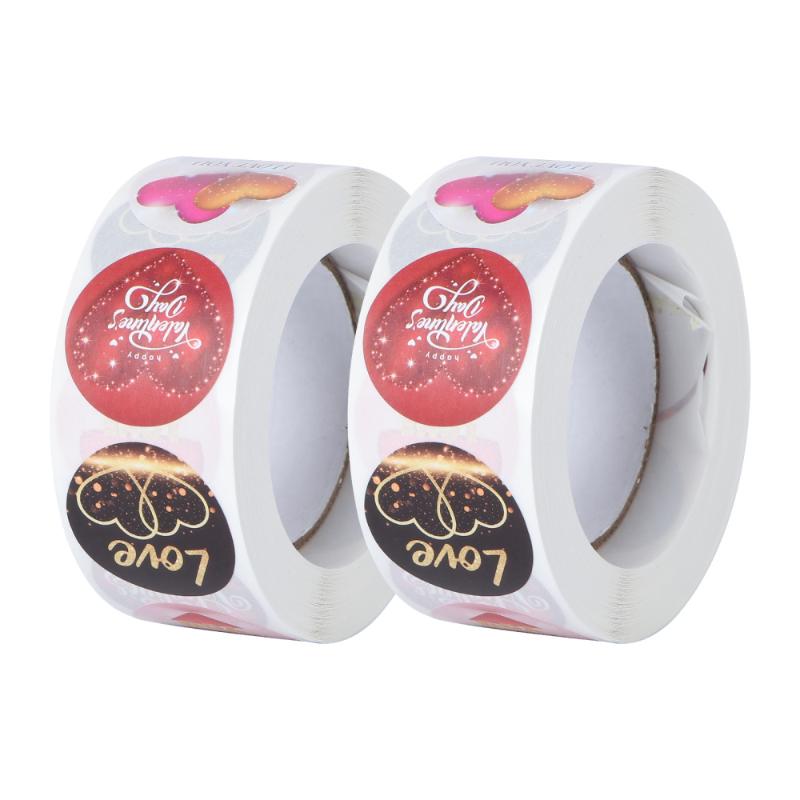 

2 Rolls Valentine's Day Label Sticker Gift Bouquet Decorative Decal