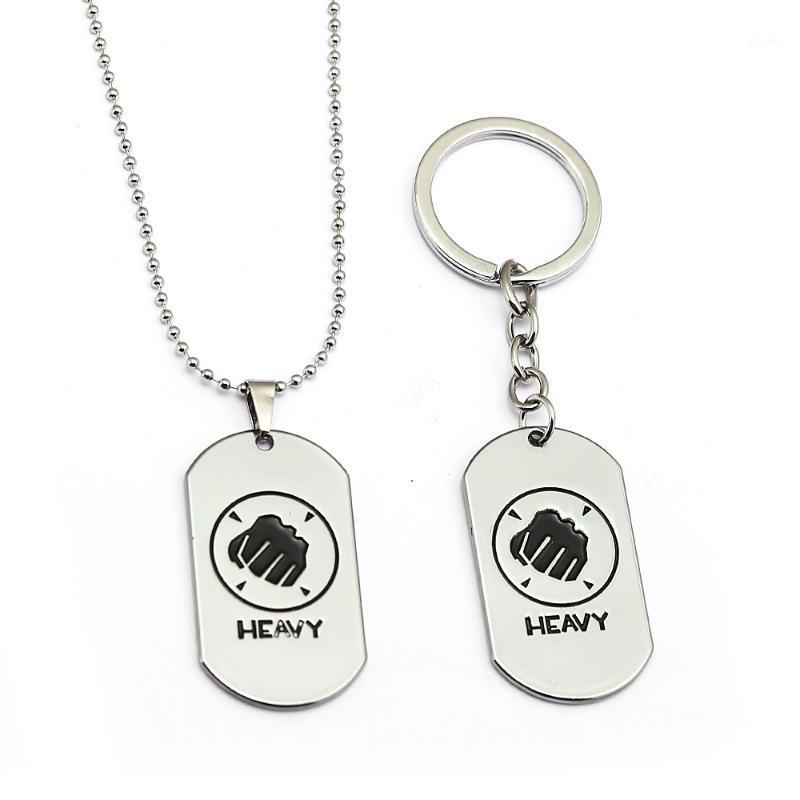 

HSIC Game Jewelry Team Fortress 2 Keychain Heavy Dog Tag Pendant Metal Alloy Keyring Holder For Fans porte clef HC129041
