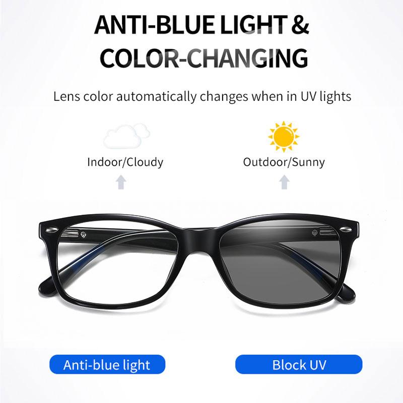 

2020 New Women Anti Blue Light Glasses Rectangle Men Outdoor Photochromic Sunglasses Anti Reflective Computer Glasses UV400