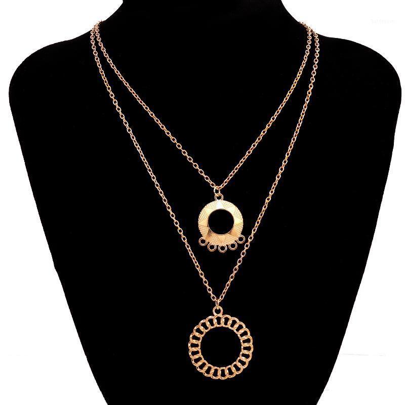 

Punk Style Big 2 Circles Statement Necklaces & Pendants for Women High Quality Valentine's Day Jewelry Trinkets1