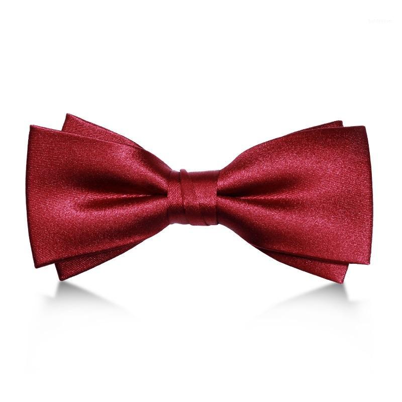

2020 Brand New Fashion Men's Bow Ties Double Fabric Wine Red Silk Bowtie Banquet Wedding Bridegroom Butterfly Tie with Gift Box1