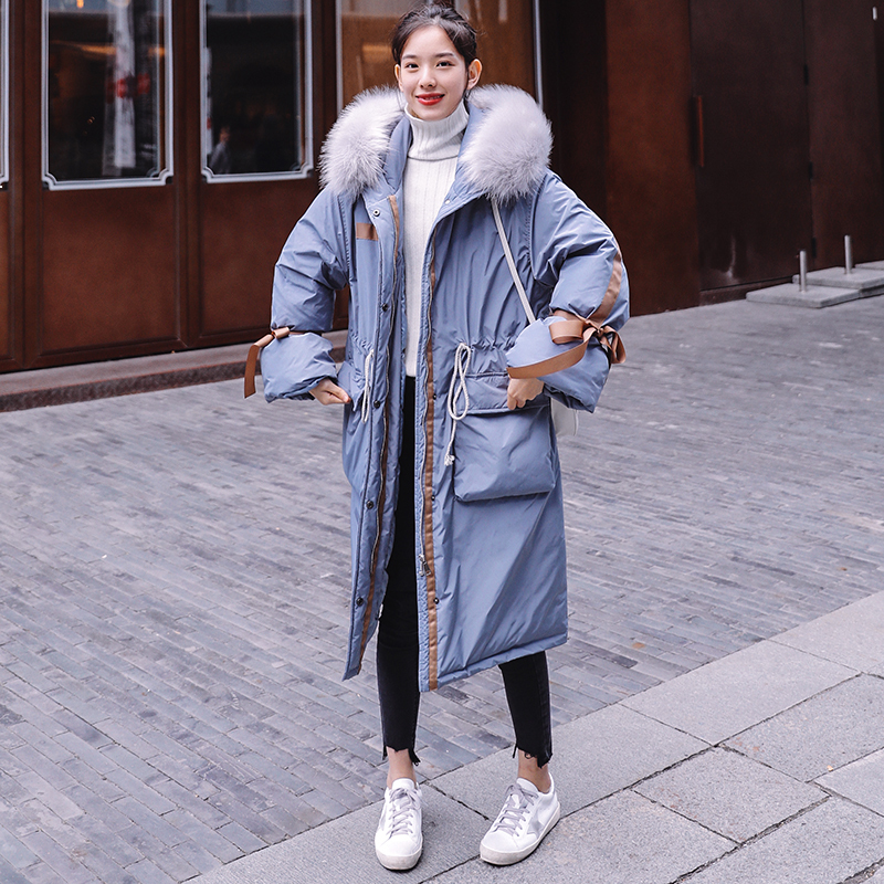 

2021 New Female Coat New Winter 90% White Duck Down with Hood Korean Fashion Skin Long Released High Quality Jacket Yy1 Ylgr, Haze blue
