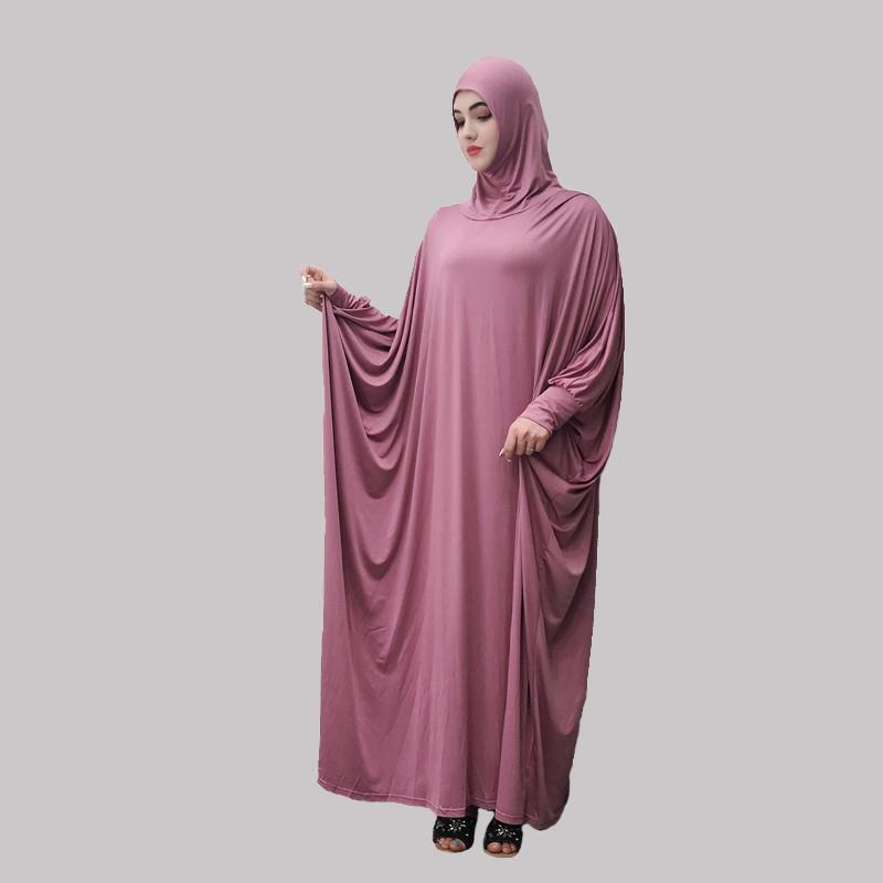 

Arab Muslim Hijab Dress Women Batwing Sleeve Hooded Prayer Outfit Maxi Abaya Dresses Kaftan Long Robe Turkish Islamic Clothing, Beige