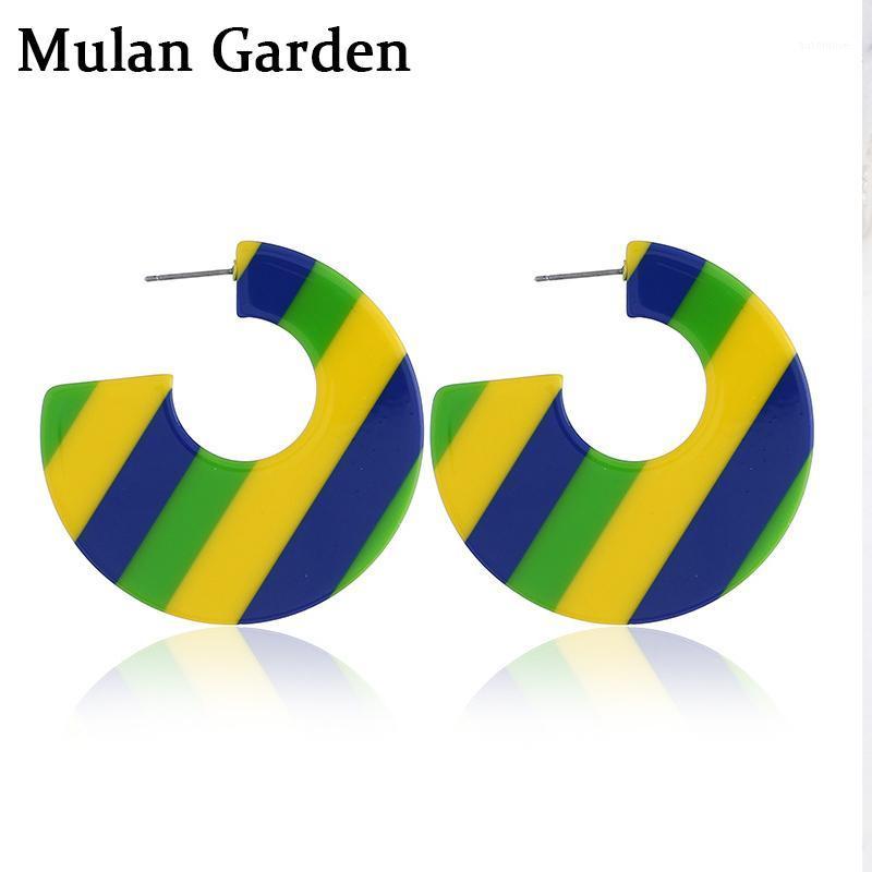 

M&G New Vintage Stripe Acrylic Earring for Women Exaggeration Earrings Hoops Fashion Jewelry Resin Jewelry Accessories Gift 20201