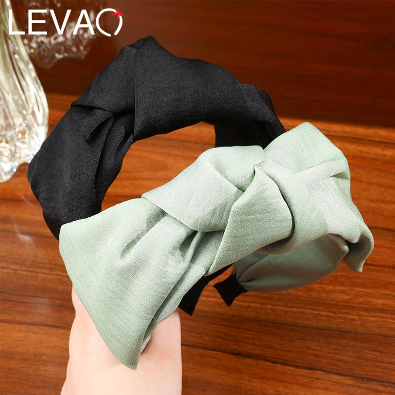 

Levao Satin Cross Knotted Hair Hoop Turban Headband for Women Girls Wide Plastic Hairband Head Bezel Bow Hair Bands Headwrap