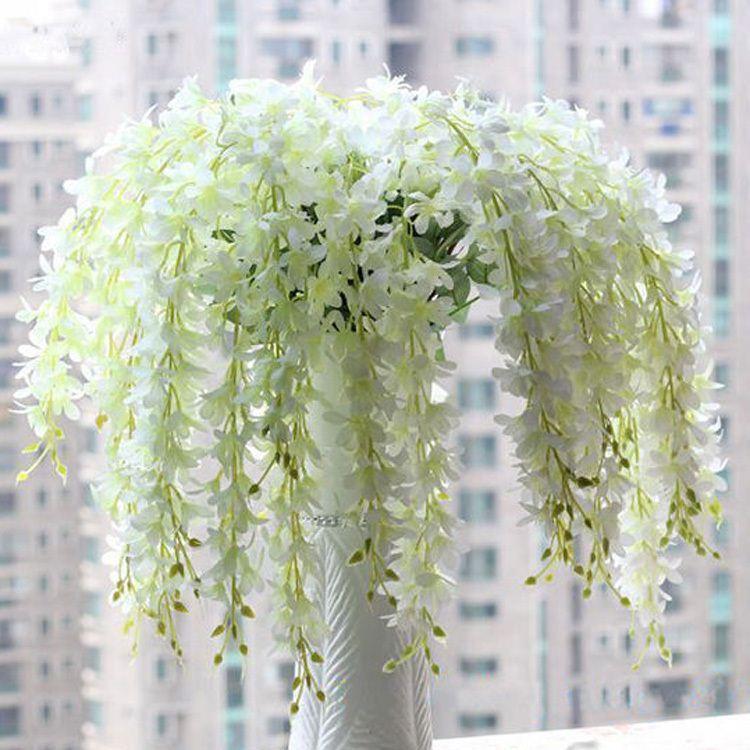 

65CM long Artificial Hanging Orchids Plants Fake Silk Flower Vine 5 color For Wedding Backdrop Party Decoration Supplies, Green