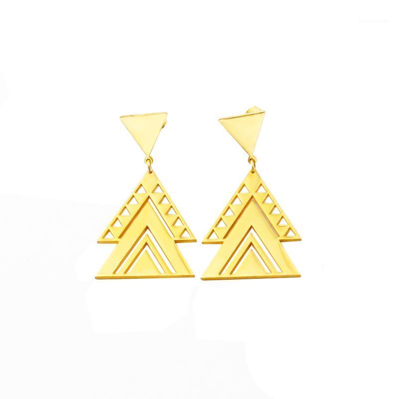 

Hollow Tattoo Multiple Triangle Chevron Drop Earring For Women Stainless Steel Dainty Jewelry Gold Silver Color Dangle Brincos1