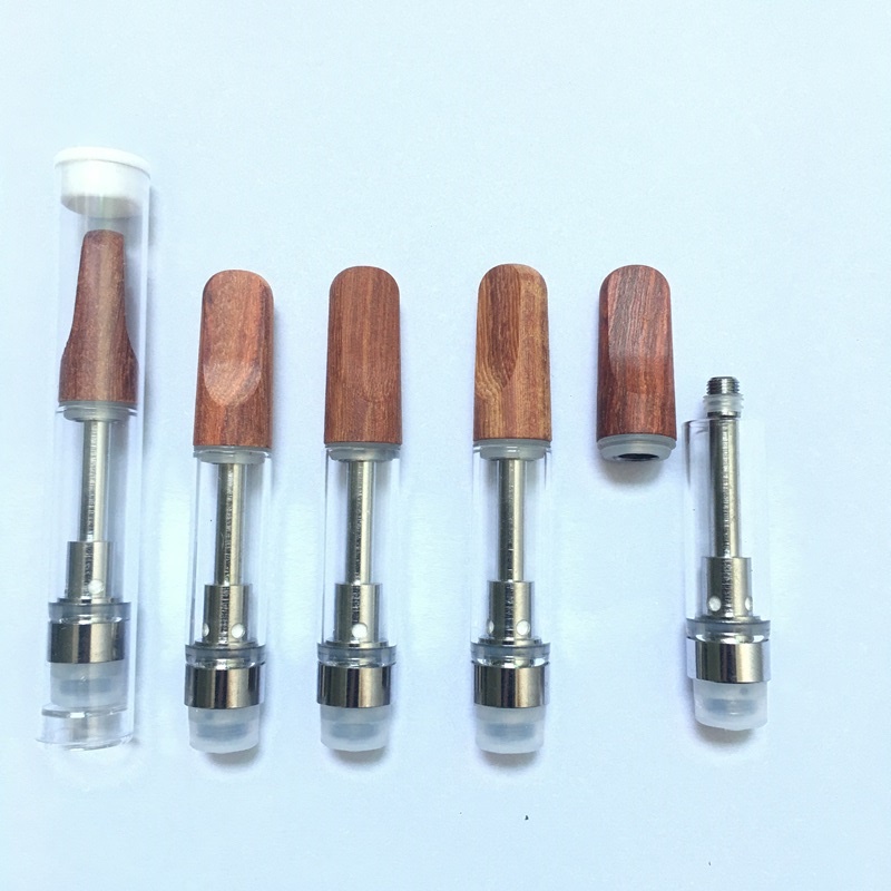 

Wood Tip Cartridge Atomizers 0.5ml 1.0ml Ceramic Coil Vape Cartridges Empty Vaporizer Pens 510 Thread Oil Tank with Plastic tube packaging