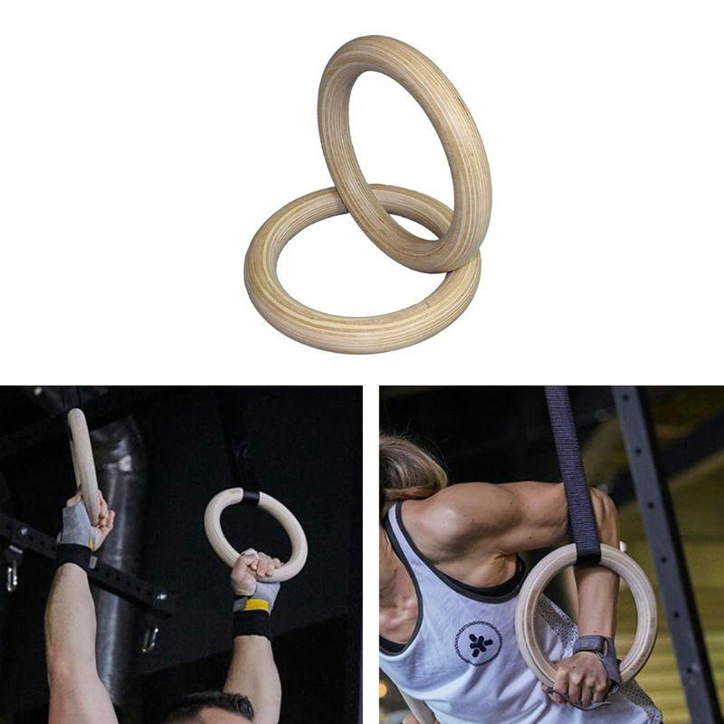 

Gym Rings Wooden Gymnastic Rings Fitness Heavy Duty Gym Training Ring Equipment for Cross-Training Workout Body Strength Trainin