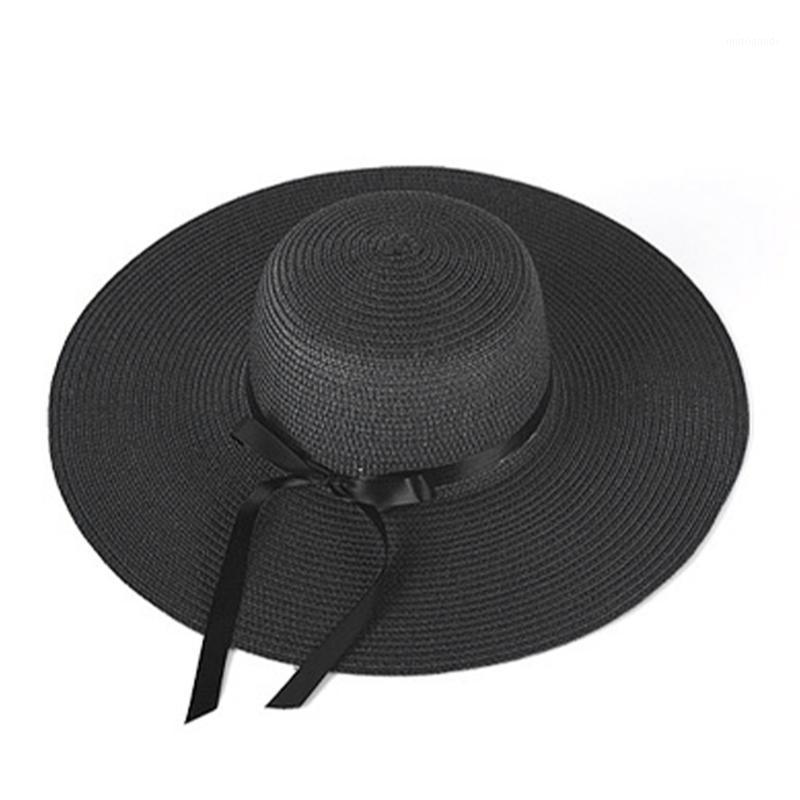 

Sunproof Beach Casual Braided Women Girls Bowknot Embellish Summer Foldable Holiday Straw Hat Travel Outdoor Wide Brim1, Black