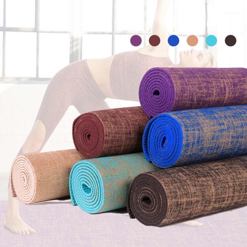 

Non-slip Yoga Mat Lose Weight Exercise Pilates Pad Nature Yoga Mat Linen Material PVC Workout Bodybuilding Pad XA165A1, Red