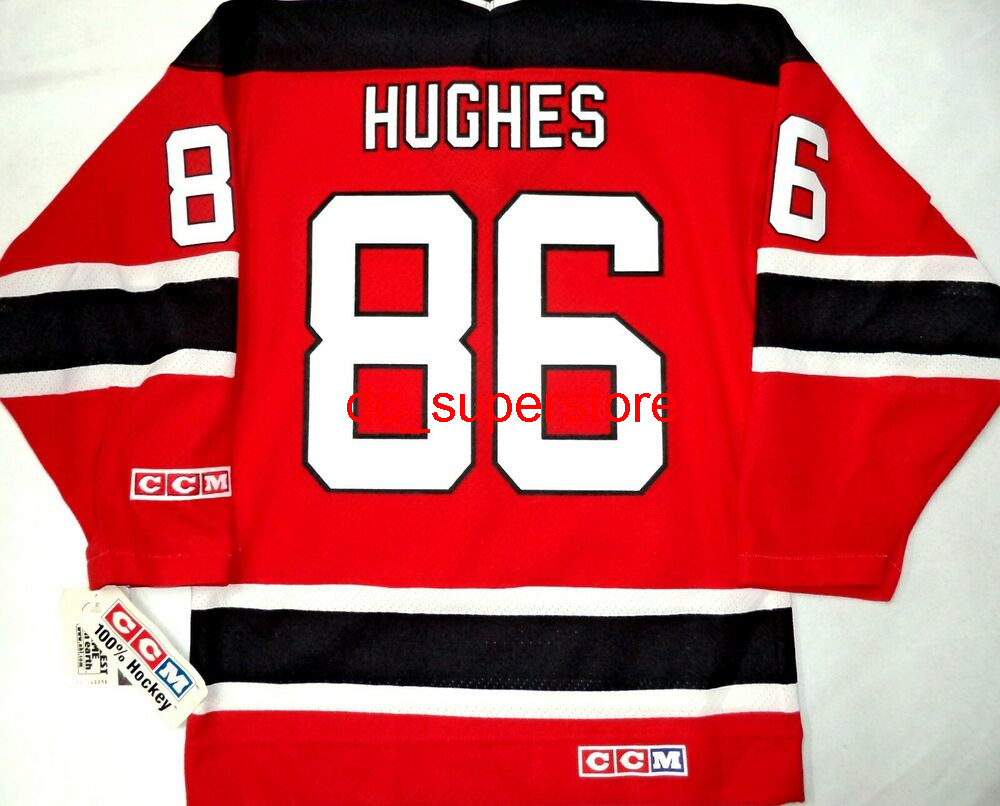 

cheap custom VINTAGEJACK HUGHES NJ DEVILS RED CCM HOCKEY JERSEY Stitch add any number name MEN KID HOCKEY JERSEYS -5XL