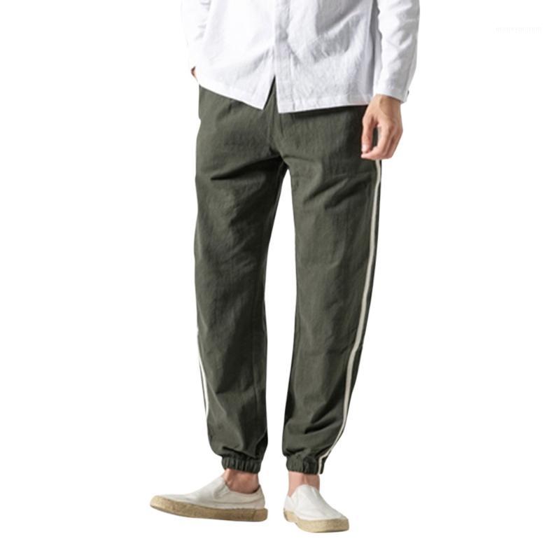 

Vogue Men New Style Fashion Flax Retro Trousers Large Individualized Striped Trouser High Quality Fabric Comfortable Male Pants1, Black