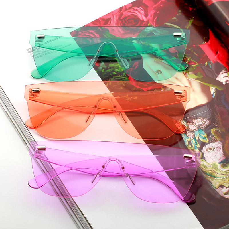 

rimless sunglasses women 2020 trending products ladies fashion shades yellow orange purple sun glasses feminino