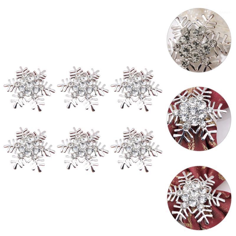 

1 Set/6Pcs Snowflake Shape Napkin Clasps Christmas Rhinestone Napkin Rings1
