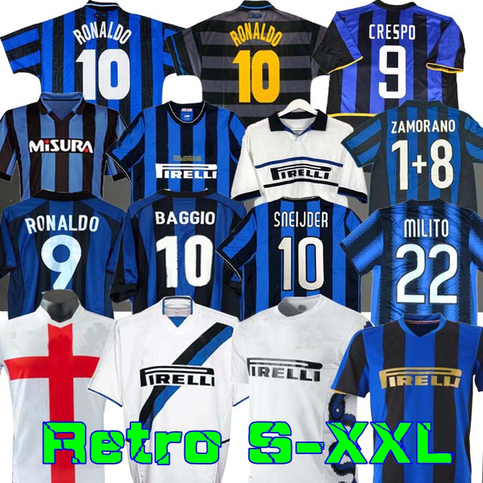 

finals 2009 10 MILITO SNEIJDER ZANETTI Retro Soccer jersey Eto'o Football 97 98 99 02 03 Djorkaeff Baggio RONALDO ADRIANO MILAN 10 11 07 08 09 Inter BATISTUTA Zamorano, Home adult
