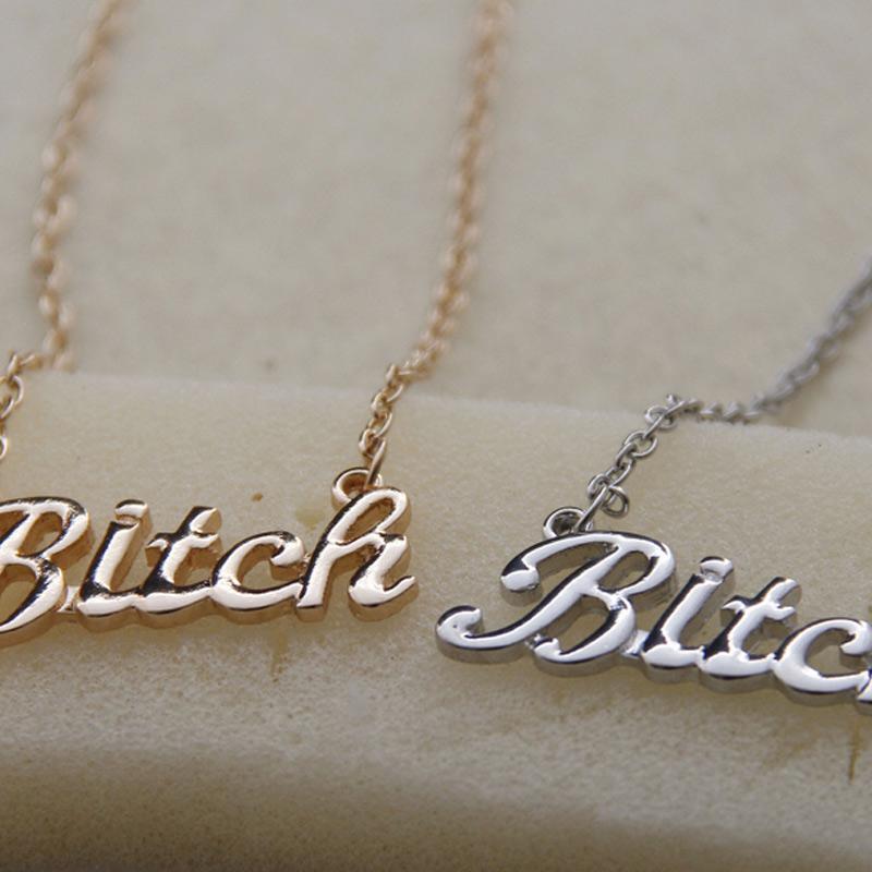 

Fashion Women Clavicle Necklaces Bitch Letters Pendant Necklace Fine Jewelry Gift XIN-Shipping