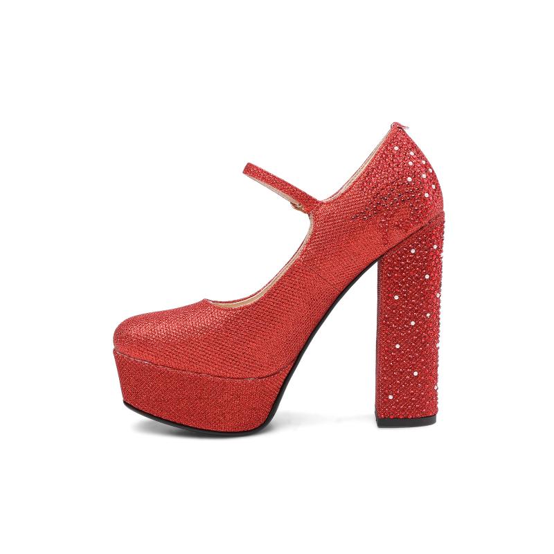 

MKKHOU Fashion Single Shoes Women 2020 New Autumn Rhinoceros Thick Heel Nightclub Performance Shoes 13 cm High Heels Women, Red