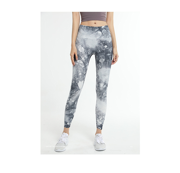 

Legging Women Sports Pants Tie-dye Print Contrast Colors Running Yoga Joggers Trendy Womens Dance Fitness Pants Ins High Quality, Gray