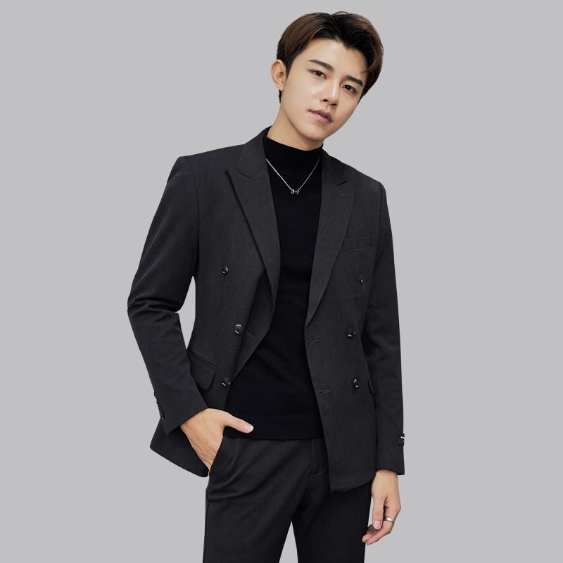 

Korean Style Men Suits Casual Loose Fashion Slim Long Sleeve Business Office High Quality Blazer Femme Men' Clothing DB60XF, Black