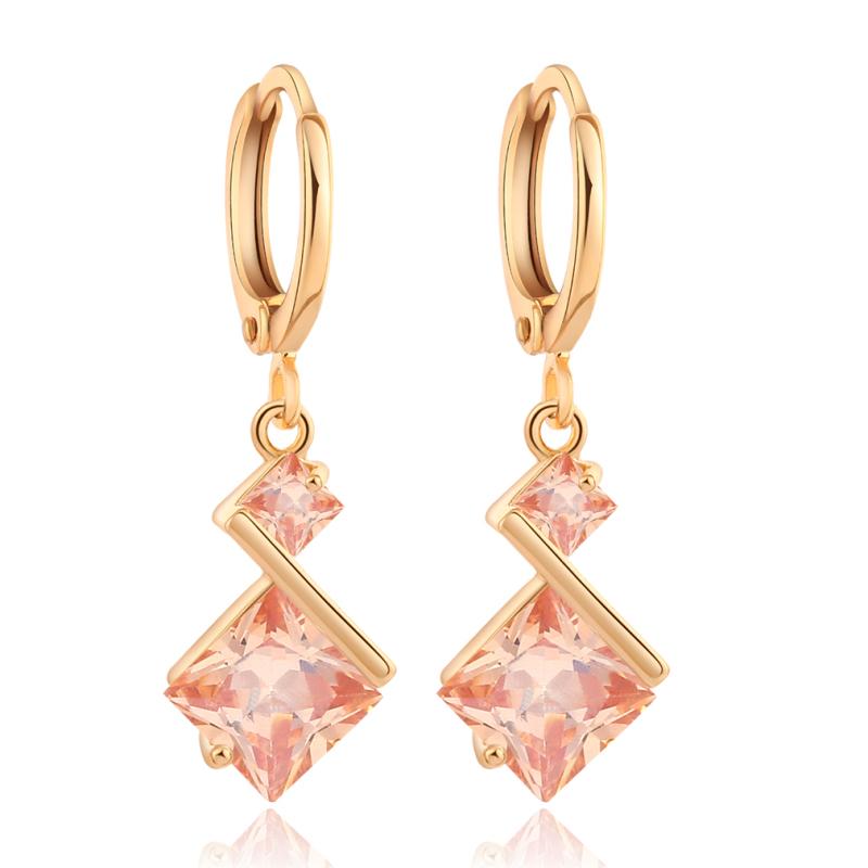 

Hoop & Huggie Arrivals 3 Colors Gold Color Aulic Square + Zircon Earrings Women Jewelry Bijoux Accessories For Party Gift